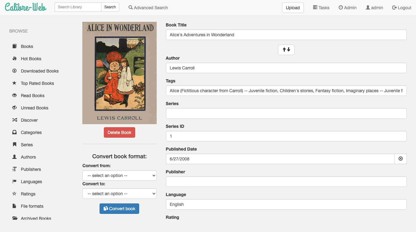Calibre-Web – Screenshot 3 von 3
