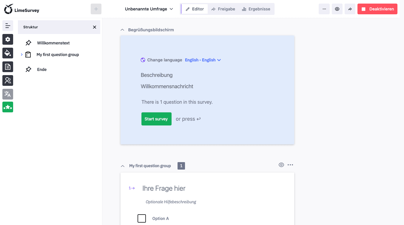 LimeSurvey – Screenshot 3 von 3