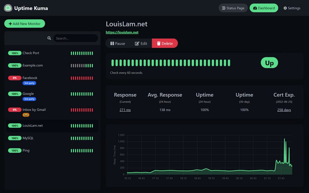 Uptime Kuma – screenshot 1 of 3
