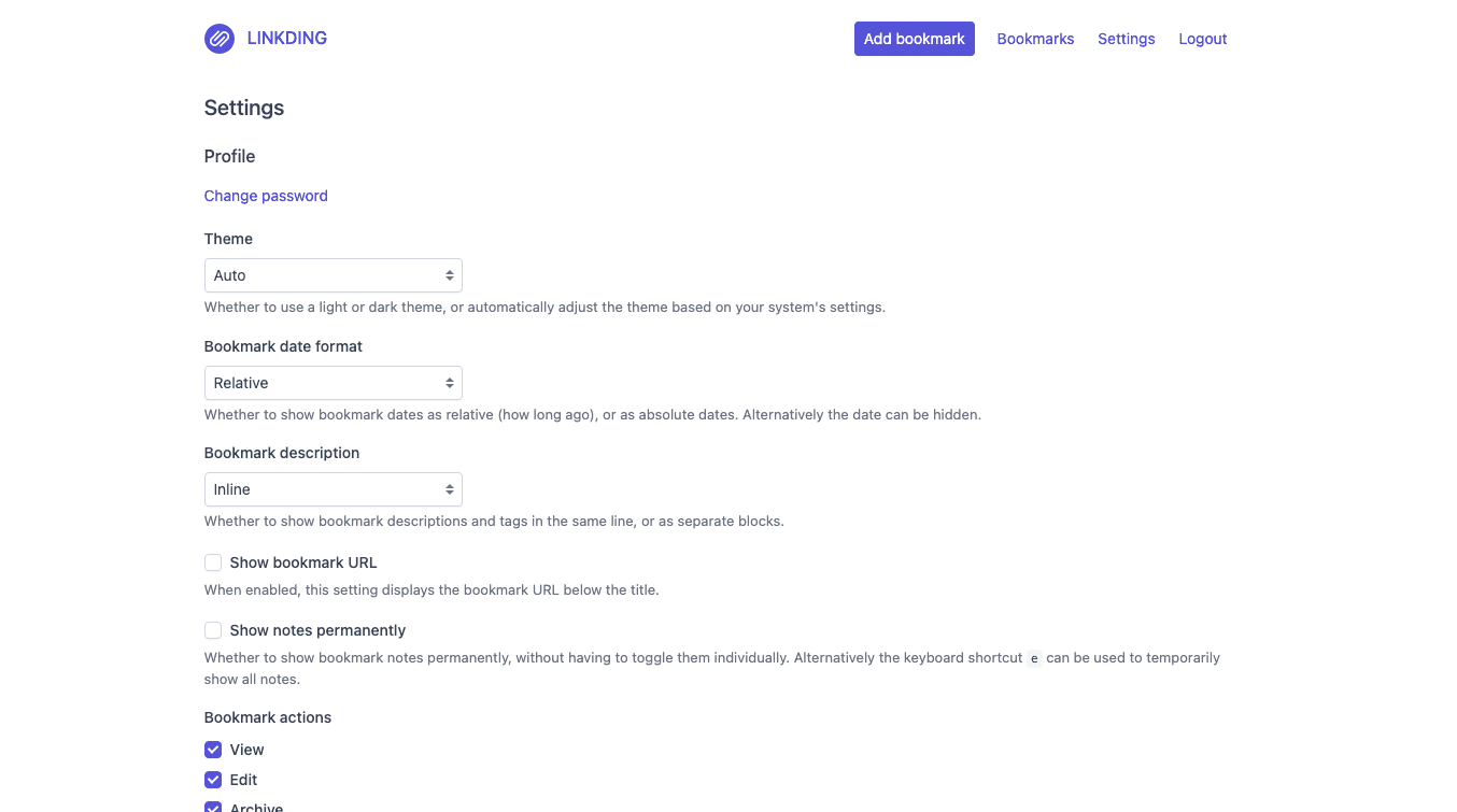linkding – Screenshot 3 von 3