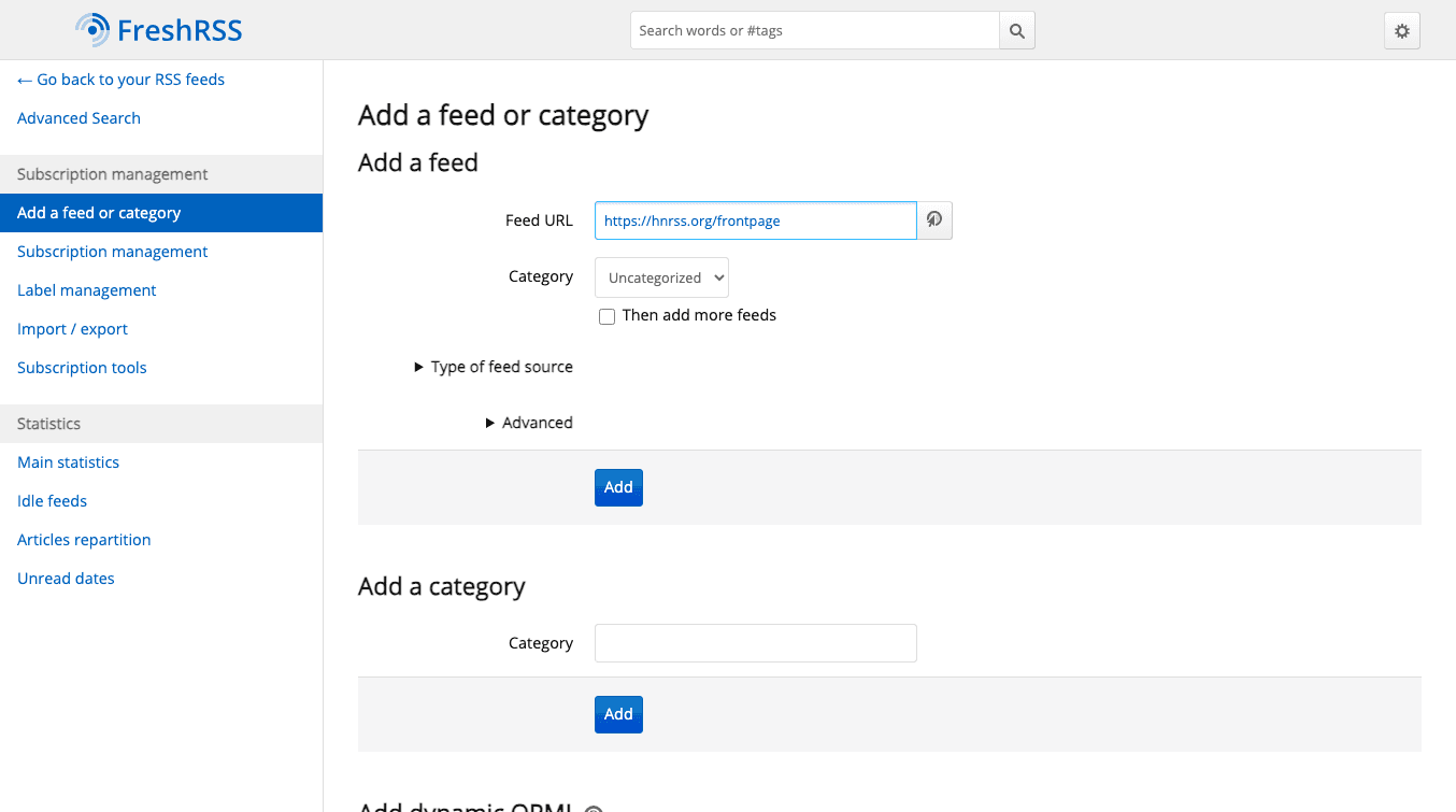 FreshRSS – Screenshot 3 von 3